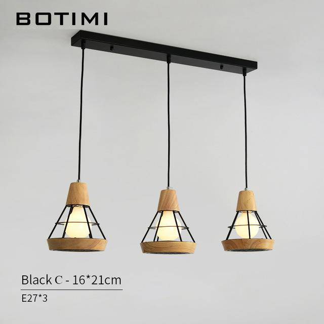 Suspension design LED en bois et cage métal (noir ou blanc) - vue 10 sur 10