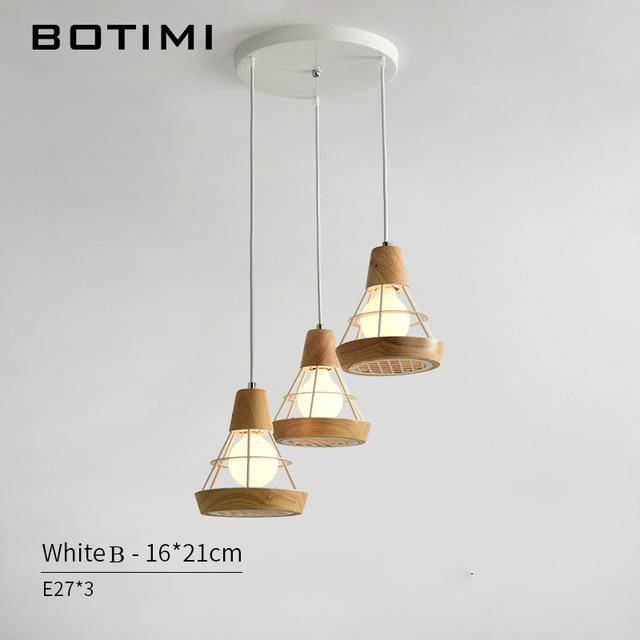 Suspension design LED en bois et cage métal (noir ou blanc) - vue 7 sur 10