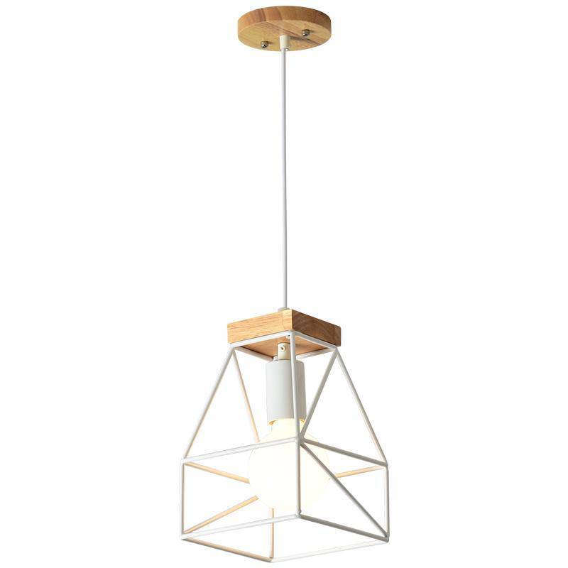 Suspension design LED cage blanche en métal - vue 4 sur 8