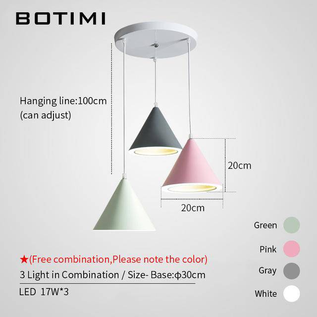 Suspension design LED en cône de couleur Nordic - vue 4 sur 7