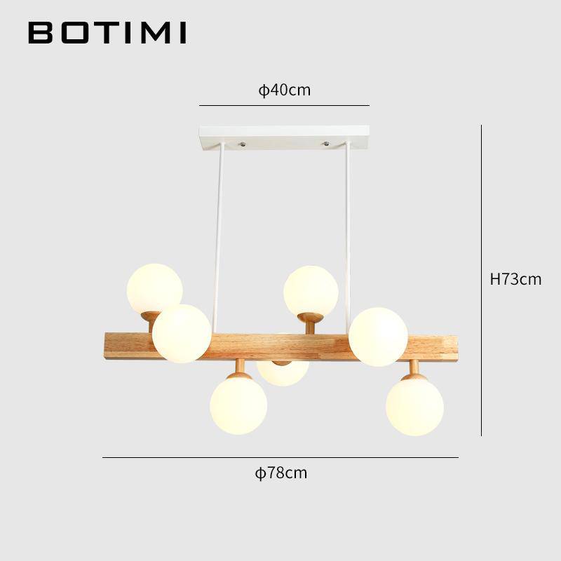 Lustre LED en bois avec lampe dans boule en verre - vue 6 sur 6