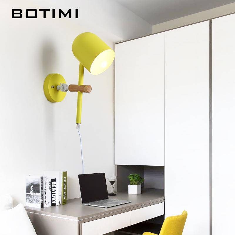 Applique LED design en bois et métal de couleur - vue 9 sur 9