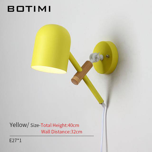 Applique LED design en bois et métal de couleur - vue 6 sur 9