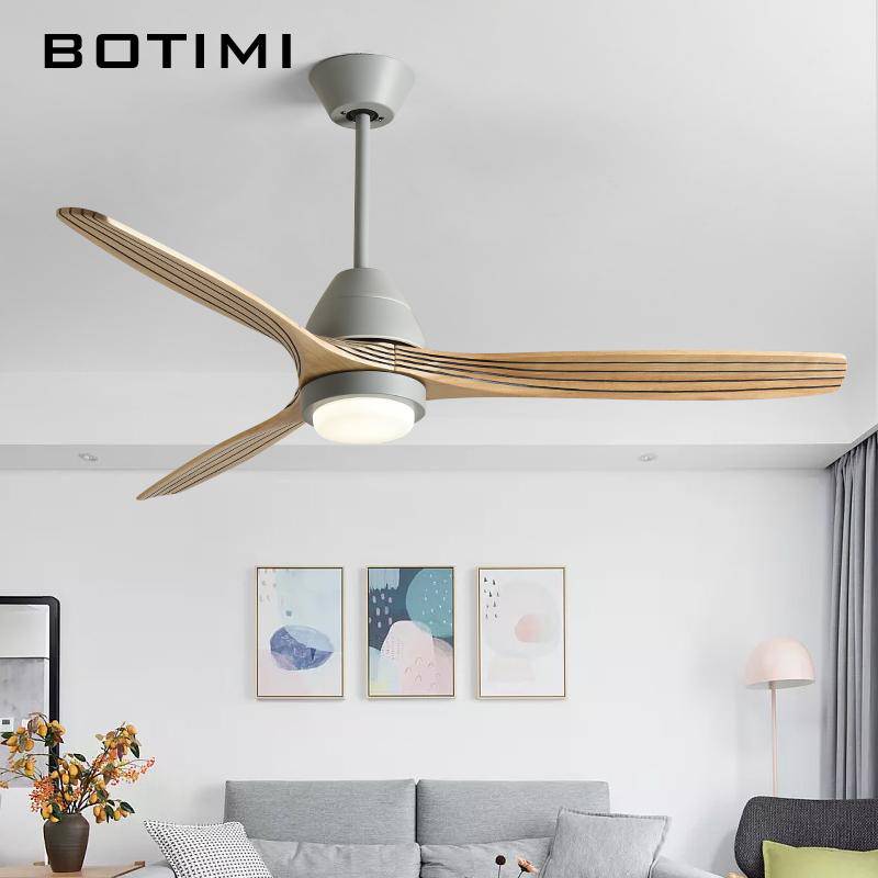 Ventilateur de plafond LED à pales rayés et base colorée - vue 4 sur 8