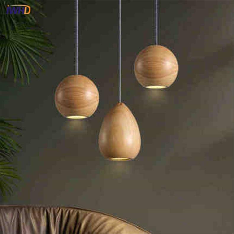 Suspension LED design boule en bois vintage - vue 5 sur 9