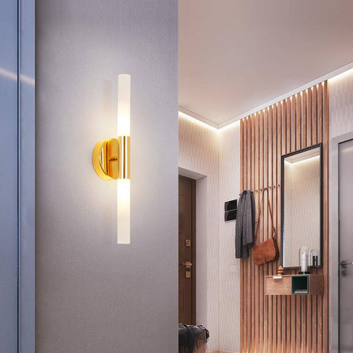 Applique design LED tube doré et en verre