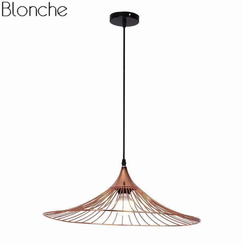 Suspension design à LED chapeau de paille coloré - vue 5 sur 8