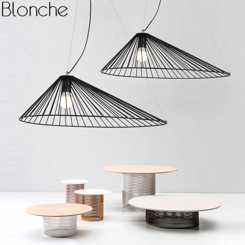 Suspension design à LED chapeau de paille noir - vue 3 sur 6