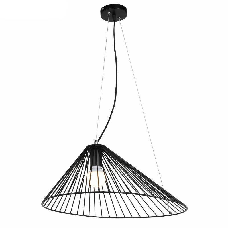 Suspension design à LED chapeau de paille noir - vue 4 sur 6