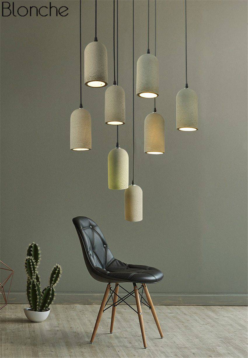 Suspension LED design vintage en ciment arrondie Pipe - vue 5 sur 5