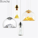 Suspension design à LED en verre Iceberg (or ou argent)