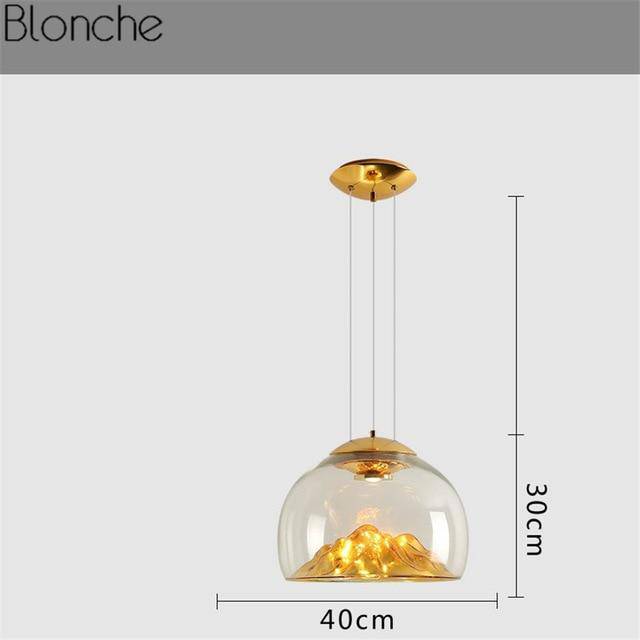 Suspension design à LED en verre Iceberg (or ou argent)