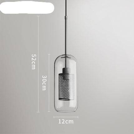 Suspension design LED avec abat-jour industriel et boule en verre Loft