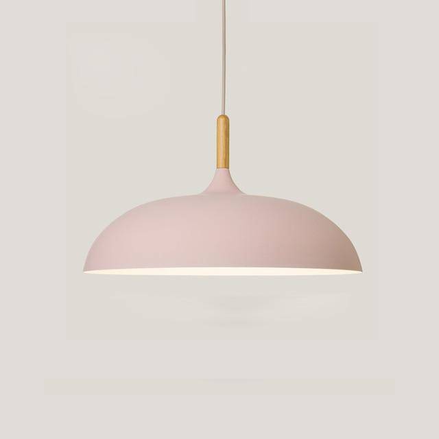 Suspension en aluminium de couleur et tige en bois Wood