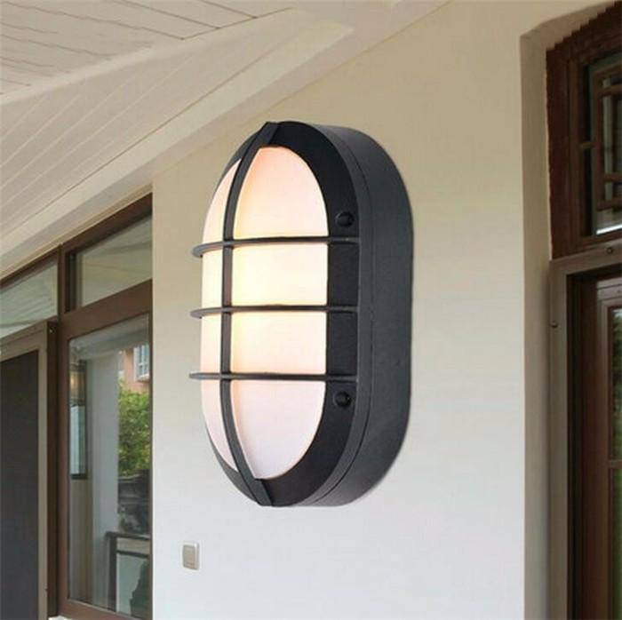 Applique extérieur LED moderne ovale à grille - vue 3 sur 4