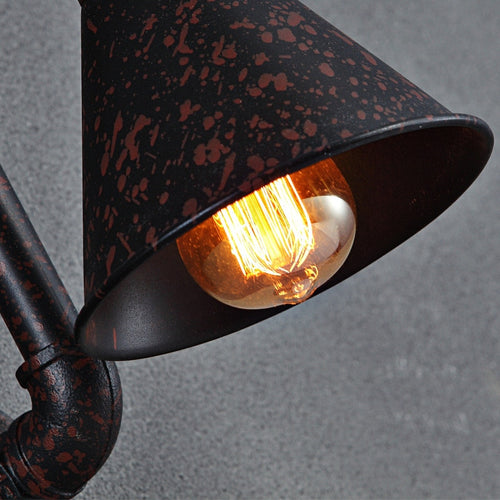 Industrielle LED-Wandleuchte aus schwarzem und rotem Metall Pekoso - vue 3 sur 5