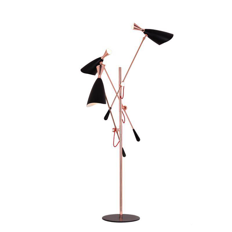 Lampadaire design à LED moderne rose doré et bras articulés - vue 4 sur 8