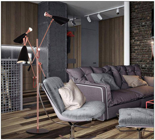 Lampadaire design à LED moderne rose doré et bras articulés
