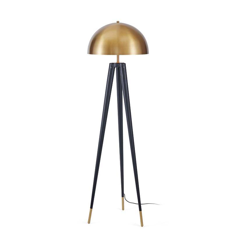 Lampadaire design triple pied et abat-jour sphérique en métal doré Luxe - vue 4 sur 8