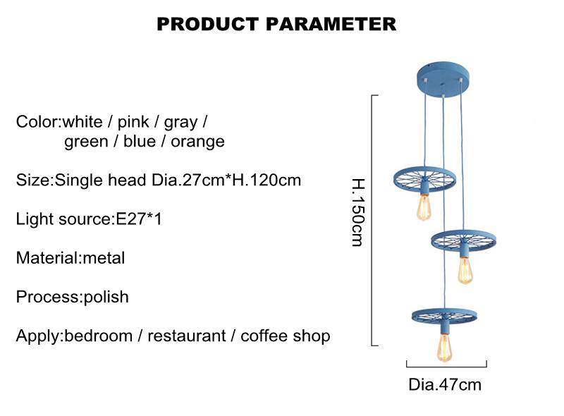 Suspension design rétro en forme de roue en métal - vue 6 sur 8