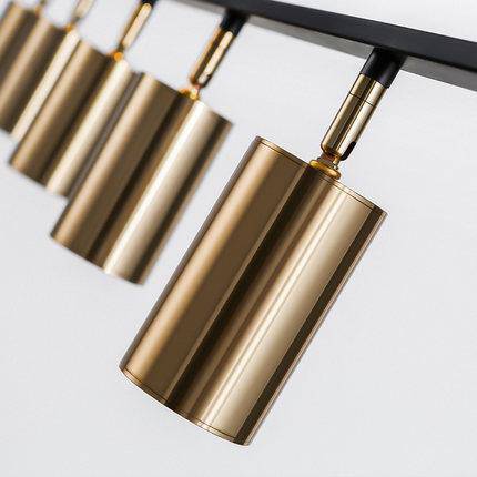 Lustre design à LED avec spots dirigeables dorés - vue 6 sur 5