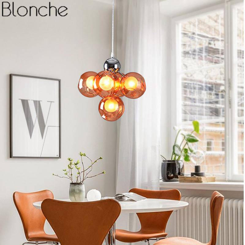 Suspension design à LED chromé et verre moderne Stained - vue 5 sur 4