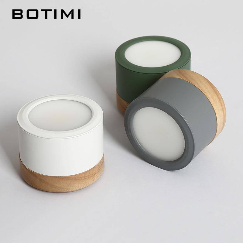 Spots LED cylindrique à base en bois Botimi