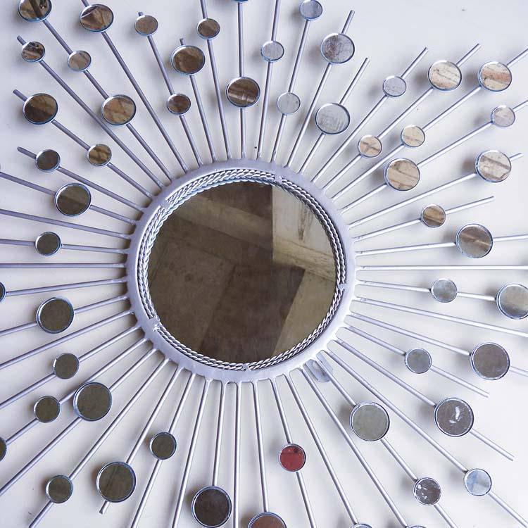 Grand miroir mural décoratif soleil rond Sun