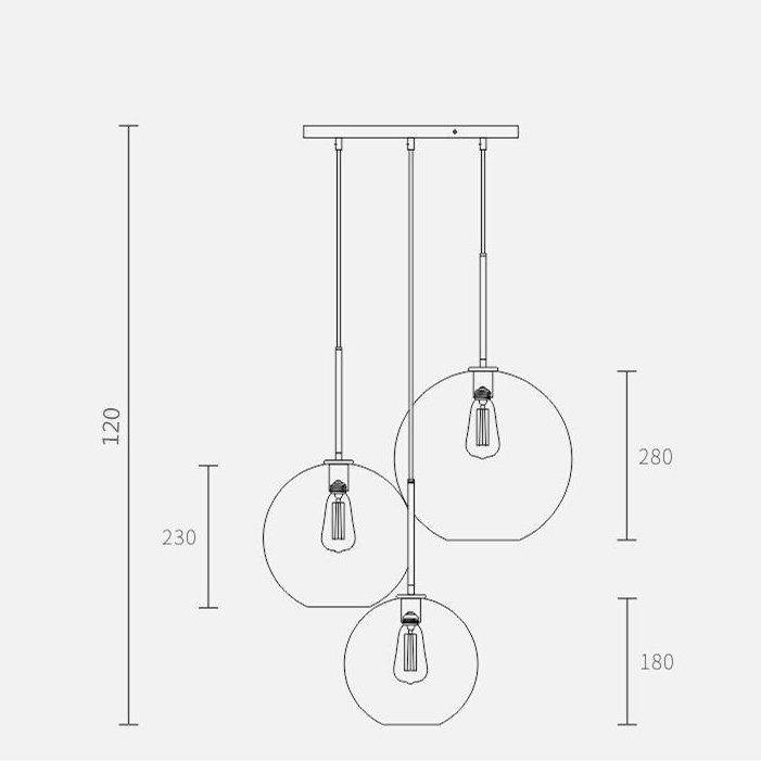 Suspension design boule en verre ambré Loft