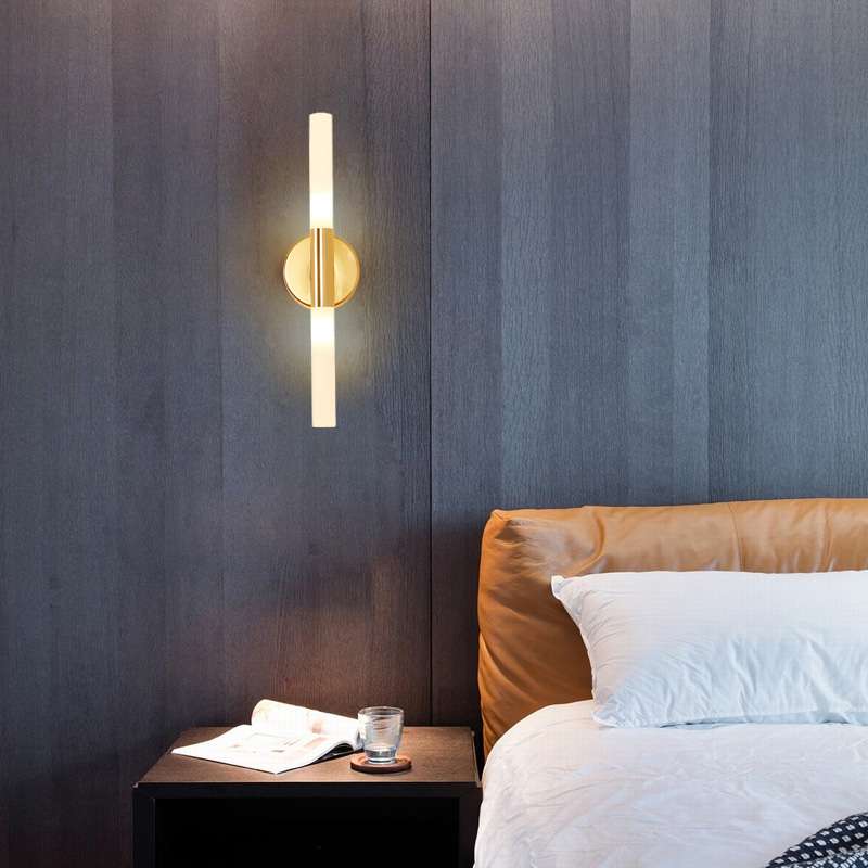 Applique murale design barre dorée et en verre à LED - vue 4 sur 8