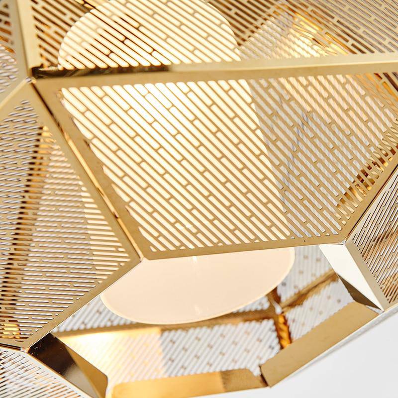Suspension LED forme géométrique dorée Modern - vue 9 sur 9