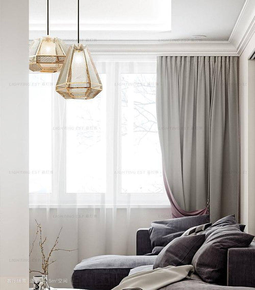 Suspension LED forme géométrique dorée Modern
