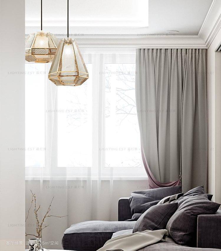 Suspension LED forme géométrique dorée Modern - vue 4 sur 9