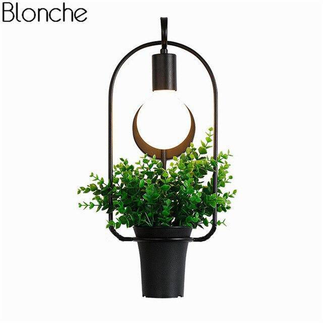 Applique murale rétro en métal avec cache-pots pour fleurs