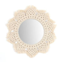 Miroir mural décoratif rond fleur en tissu tressé Tapestry