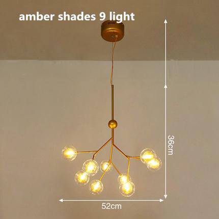 Lustre LED design arbre à branche et boules en verre - vue 8 sur 27