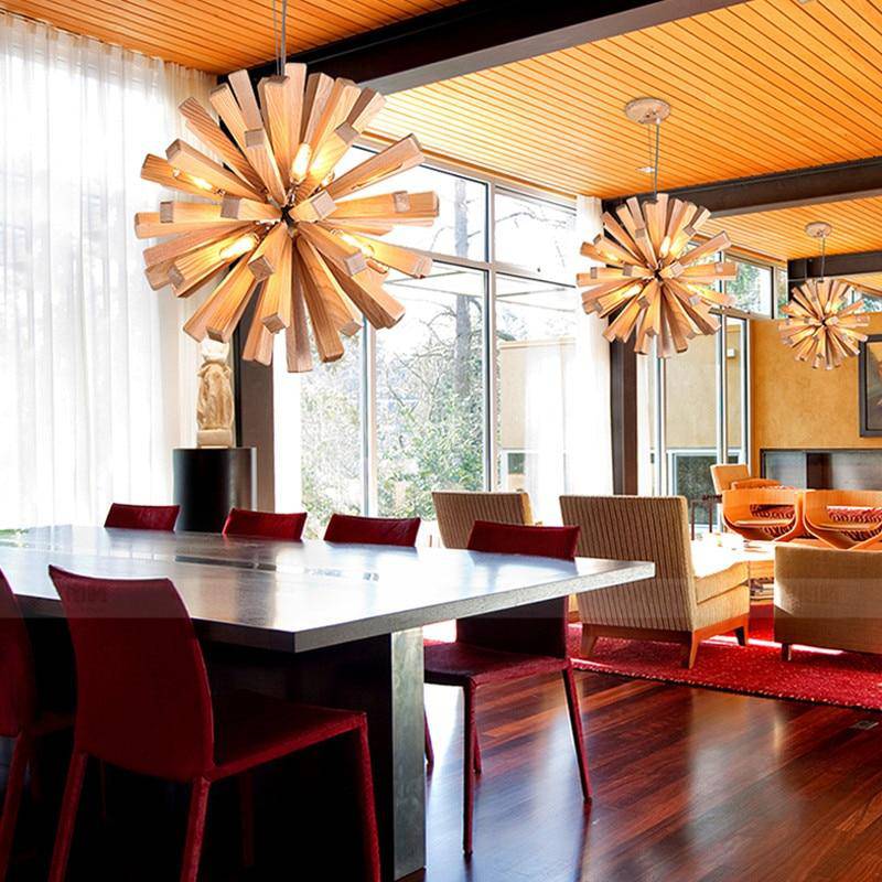 Suspension design à LED en bois style Wongshi