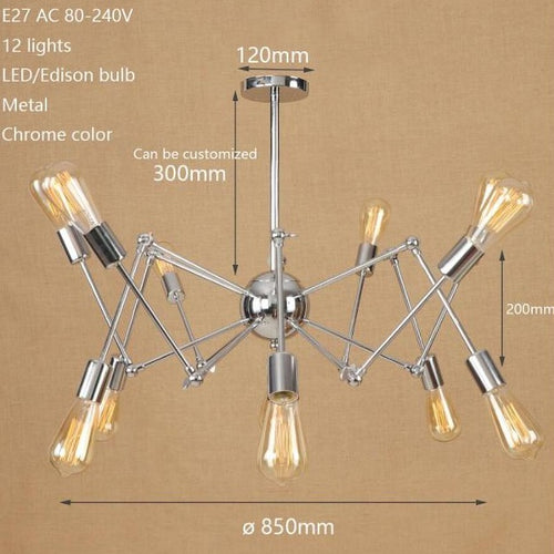 Lustre moderne LED style araignée métallique réglable Makari - vue 7 sur 7