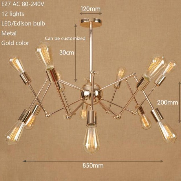 Lustre moderne LED style araignée métallique réglable Makari - vue 4 sur 7
