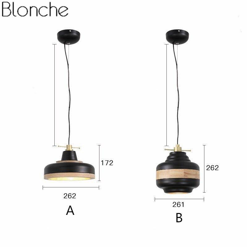 Suspension moderne LED noire et bandeau bois Country