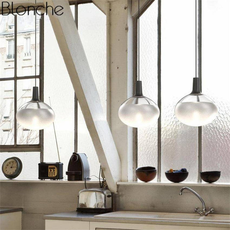 Suspension design ovale en verre à LED Oval
