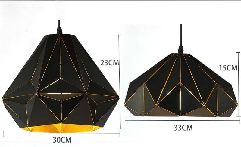 Suspension rustique noire polygonale Perforation - vue 6 sur 8