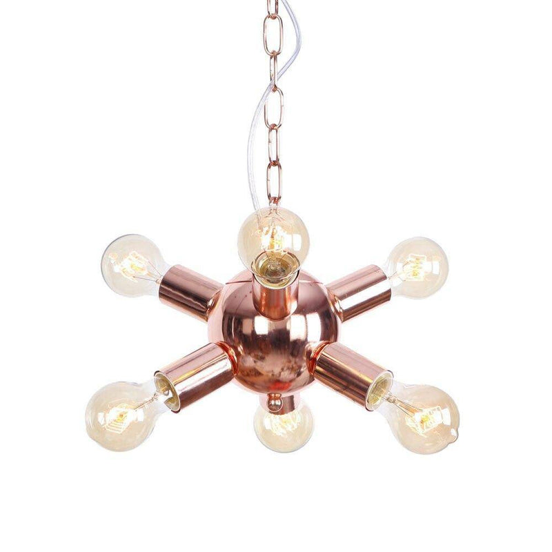 Lustre design LED en métal rose gold avec plusieurs lampes Fly