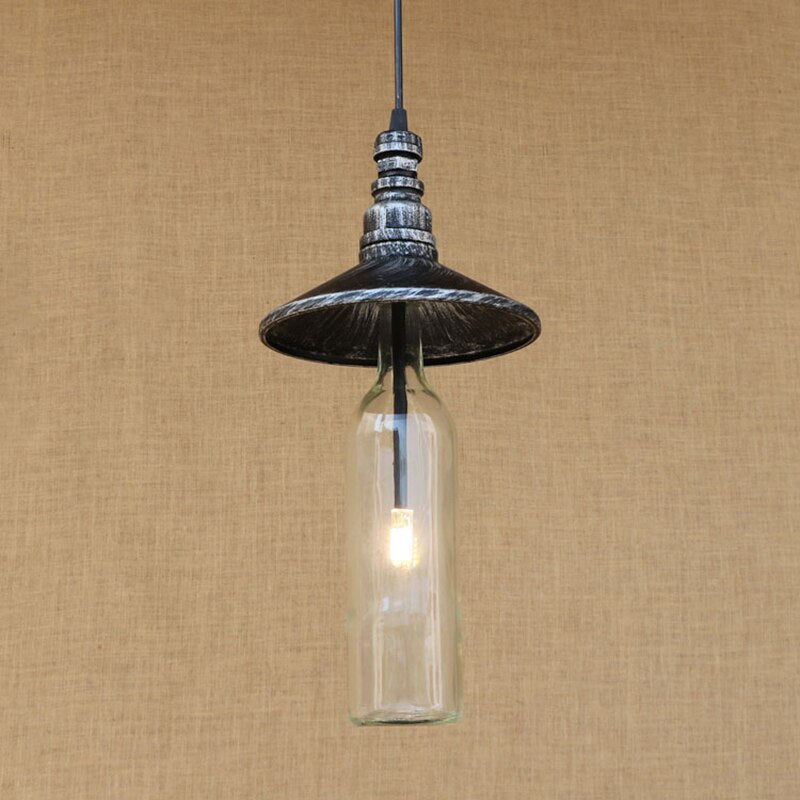 Suspension industrielle LED style bouteille en verre Sanmarino