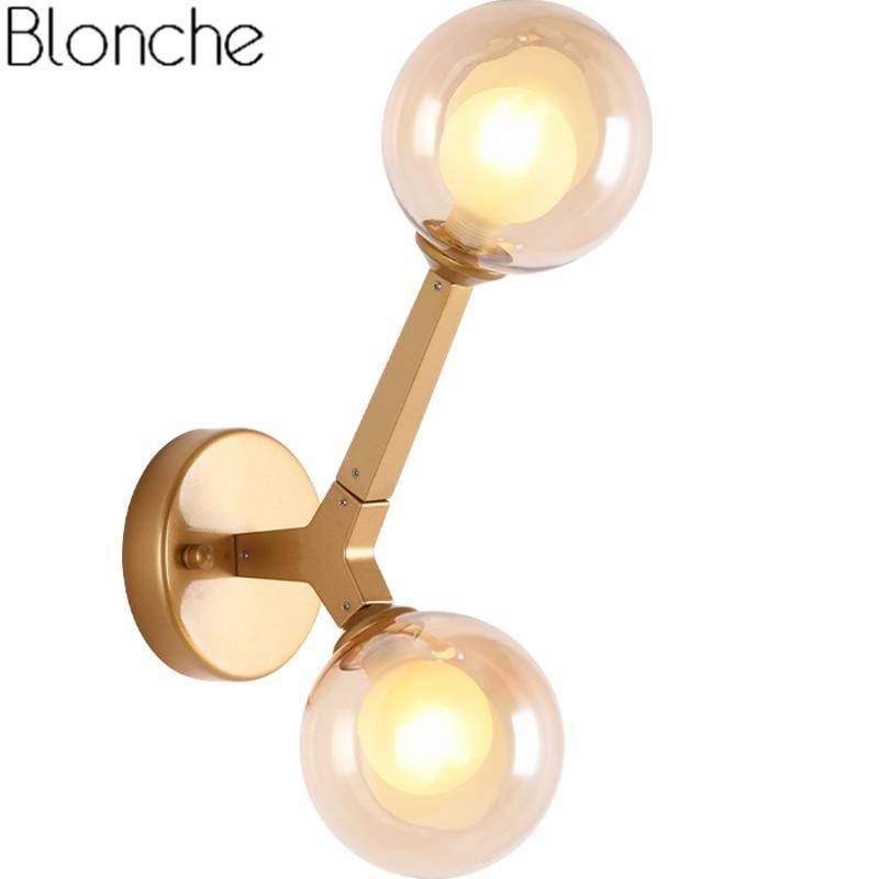 Applique murale design doré avec boule en verre Sconce - vue 4 sur 7