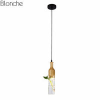 LED-Pendelleuchte aus Holz mit Pflanze und integriertem Wassertank Bottle