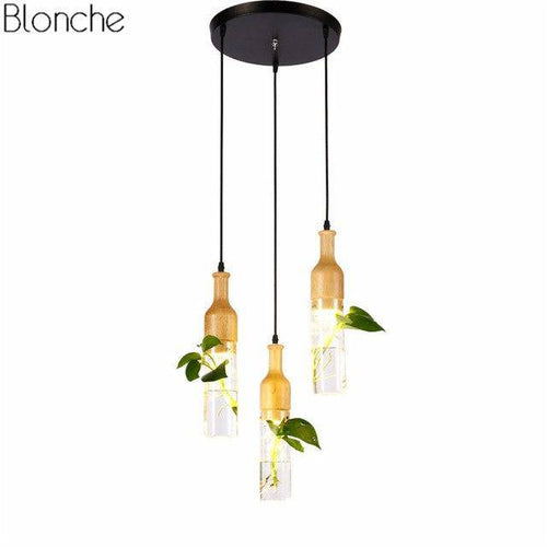 LED-Pendelleuchte aus Holz mit Pflanze und integriertem Wassertank Bottle - vue 6 sur 8