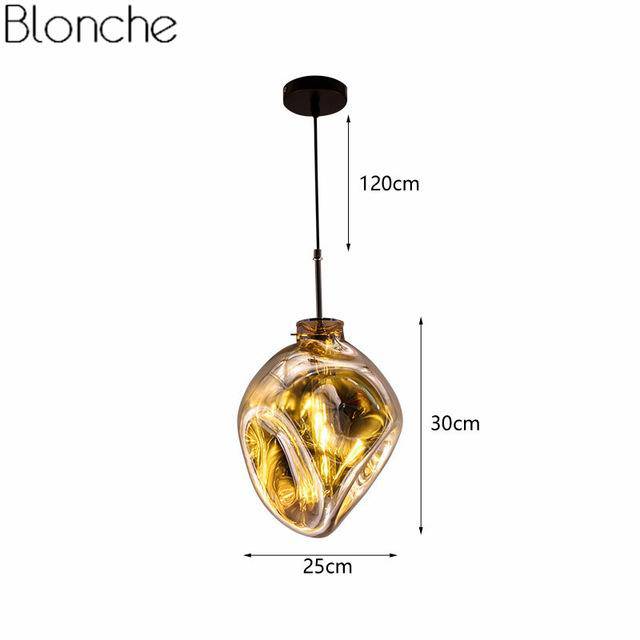 Suspension design LED en verre de couleur déformé Lava - vue 6 sur 16