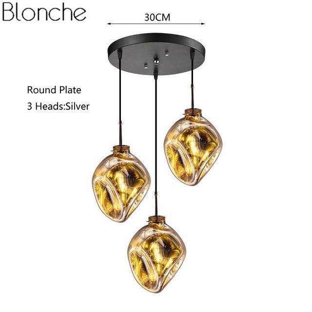 Suspension design LED en verre de couleur déformé Lava - vue 14 sur 16