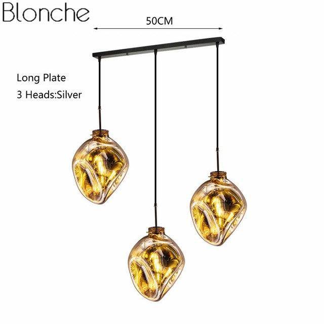 Suspension design LED en verre de couleur déformé Lava - vue 13 sur 16